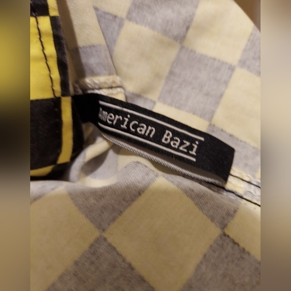 American Bazi Black & Yellow Check Hooded Anorak Edgy Size S Jacket Coat Winter - Picture 8 of 8